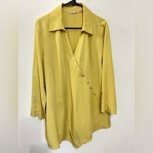 Soft Surroundings asymmet.crossover wrap button closure adjustable sleeves. XL